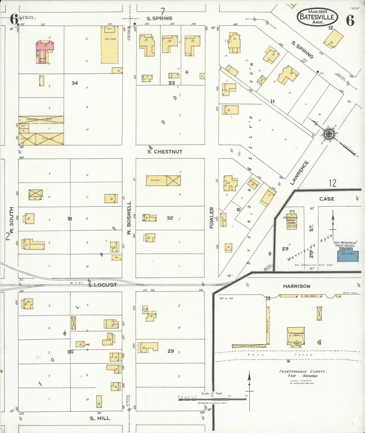 Sanborn Fire Insurance Map from Batesville, Independence County, Arkansas (1923), Sheet #0006 - Complete Map Set gallery image, historic Sanborn map, vintage wall art, Arkansas Arkansas