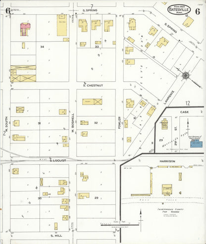 Sanborn Fire Insurance Map from Batesville, Independence County, Arkansas (1923), Sheet #0006 - Complete Map Set gallery image, historic Sanborn map, vintage wall art, Arkansas Arkansas