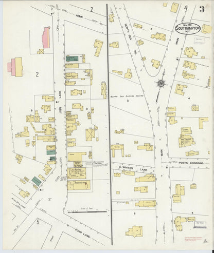 Sanborn Fire Insurance Map from Southampton, Suffolk County, New York (1909), Sheet #0003 - Historic Sanborn Fire Insurance Map Print, vintage old map wall art, antique decor, genealogy gift, New York New York map