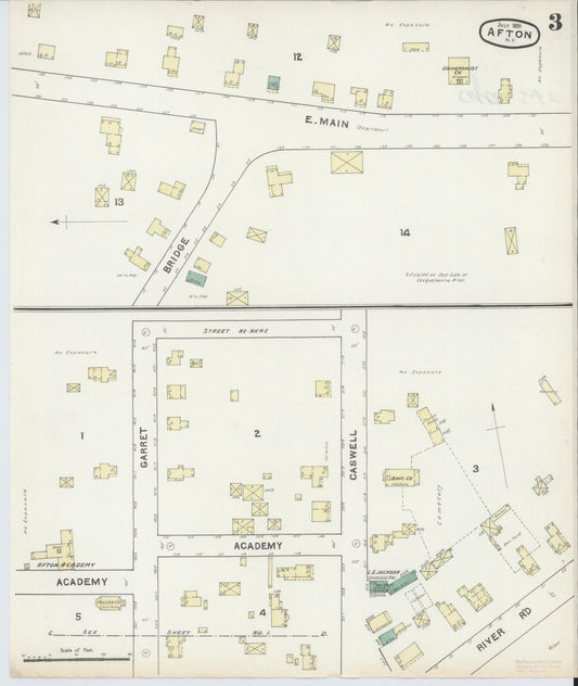 Sanborn Fire Insurance Map from Afton, Chenango County, New York (1891), Sheet #0003 - Historic Sanborn Fire Insurance Map Print, vintage old map wall art, antique decor, genealogy gift, New York New York map