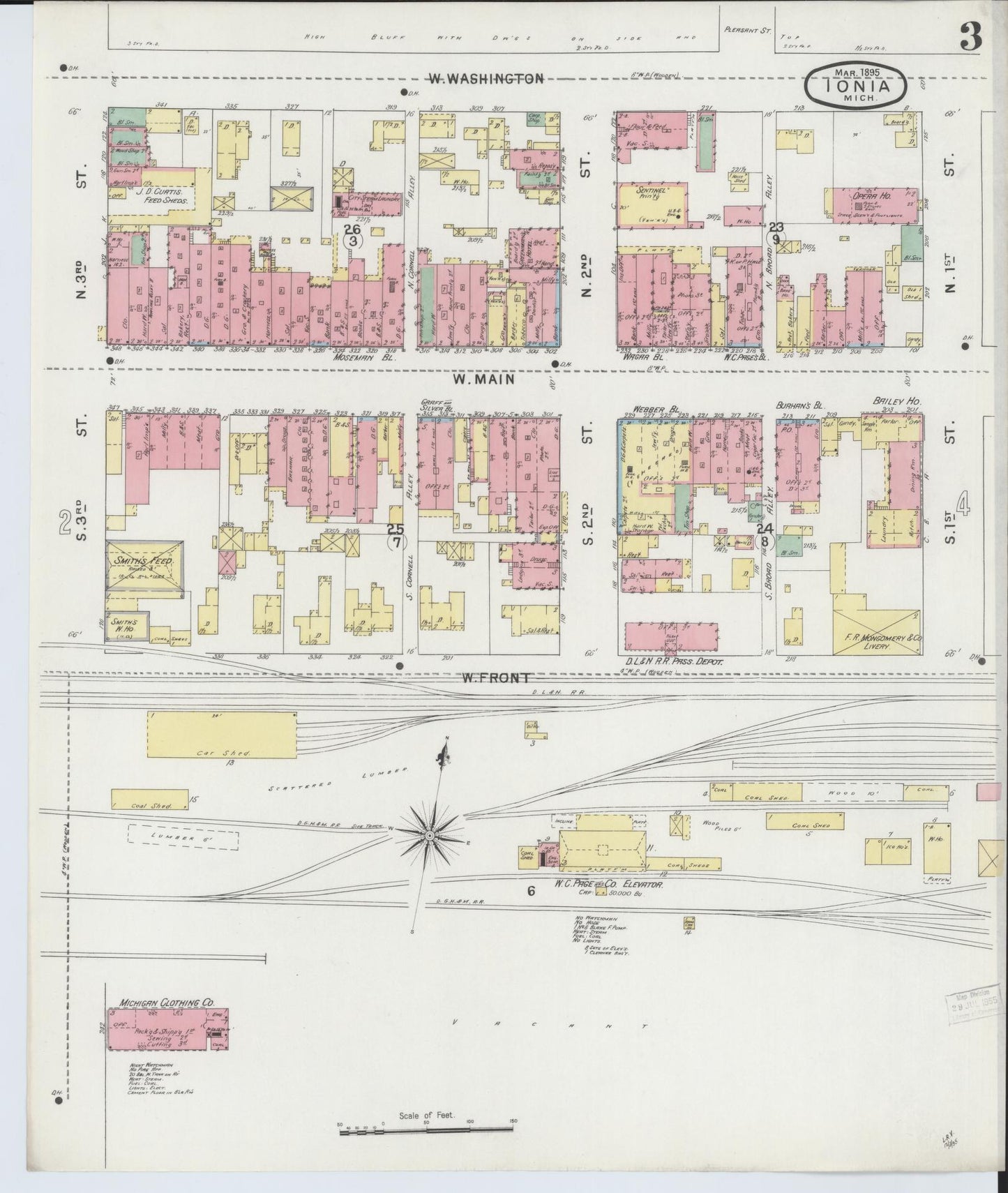 Sanborn Fire Insurance Map from Ionia, Ionia County, Michigan (1895), Sheet #0003 - Complete Map Set gallery image, historic Sanborn map, vintage wall art, Michigan Michigan