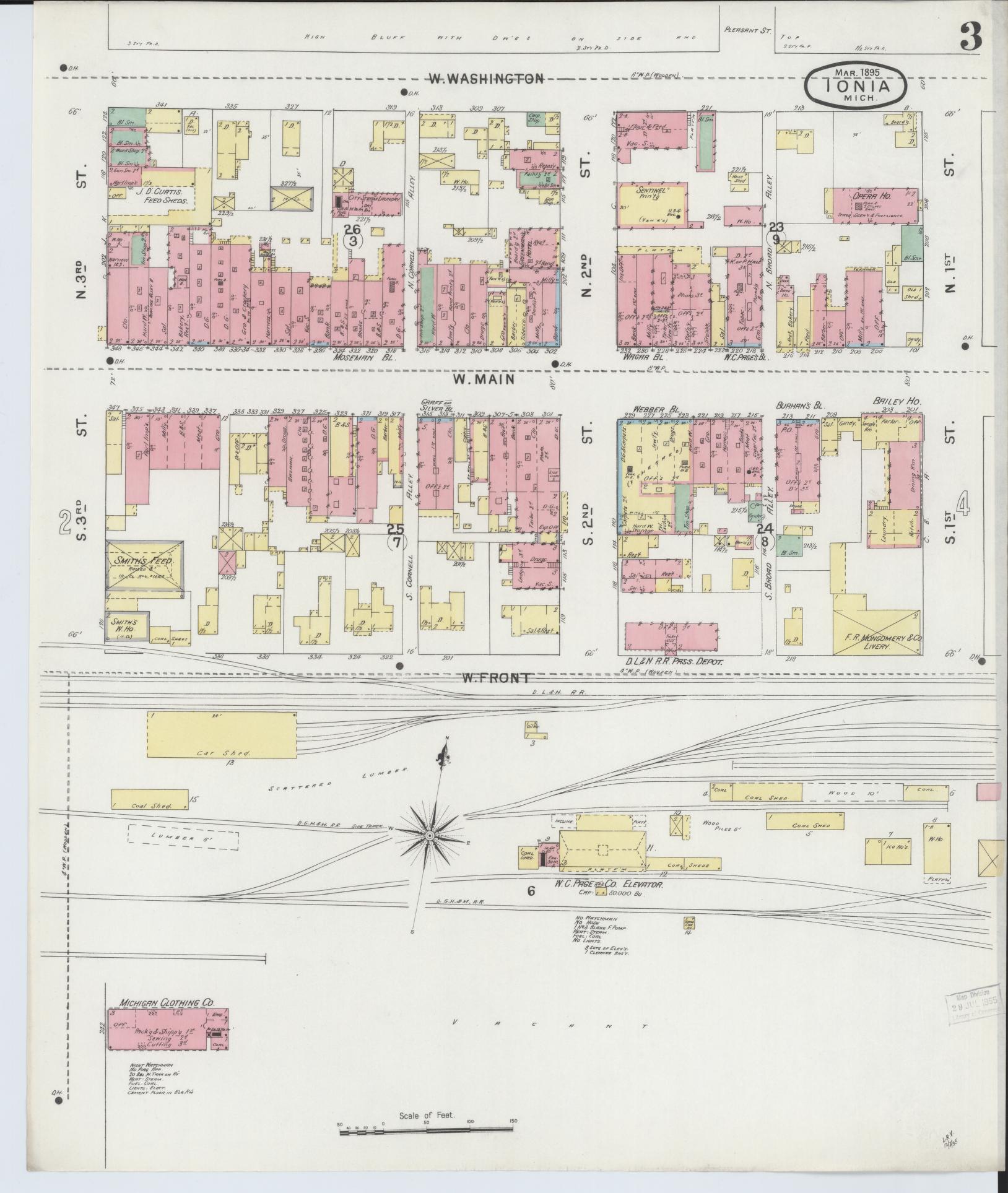 Sanborn Fire Insurance Map from Ionia, Ionia County, Michigan (1895), Sheet #0003 - Complete Map Set gallery image, historic Sanborn map, vintage wall art, Michigan Michigan