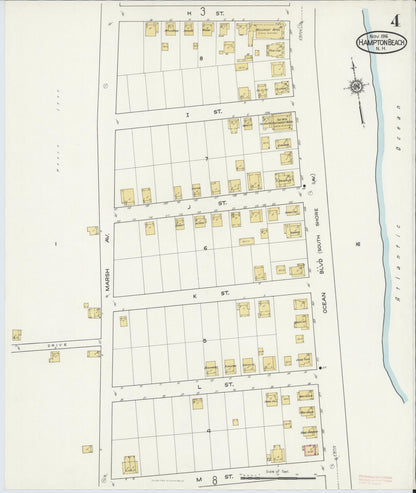 Sanborn Fire Insurance Map from Hampton Beach, Rockingham County, New Hampshire (1916), Sheet #0004 - Complete Map Set gallery image, historic Sanborn map, vintage wall art, New Hampshire New Hampshire