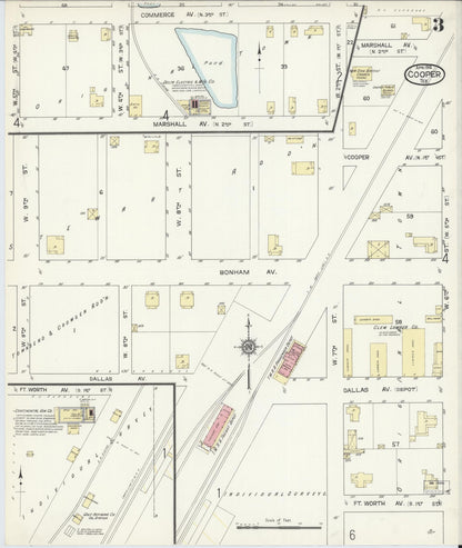 Sanborn Fire Insurance Map from Cooper, Delta County, Texas (1914), Sheet #0003 - Complete Map Set gallery image, historic Sanborn map, vintage wall art, Texas Texas