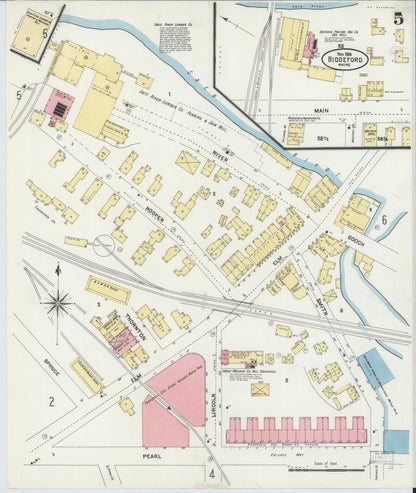 Sanborn Fire Insurance Map from Biddeford, York County, Maine (1906), Sheet #0005 - Complete Map Set gallery image, historic Sanborn map, vintage wall art, Maine Maine