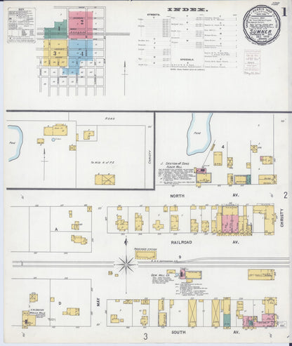 Sanborn Fire Insurance Map from Sumner, Lawrence County, Illinois (1899), Sheet #0001 - Complete Map Set gallery image, historic Sanborn map, vintage wall art, Illinois Illinois