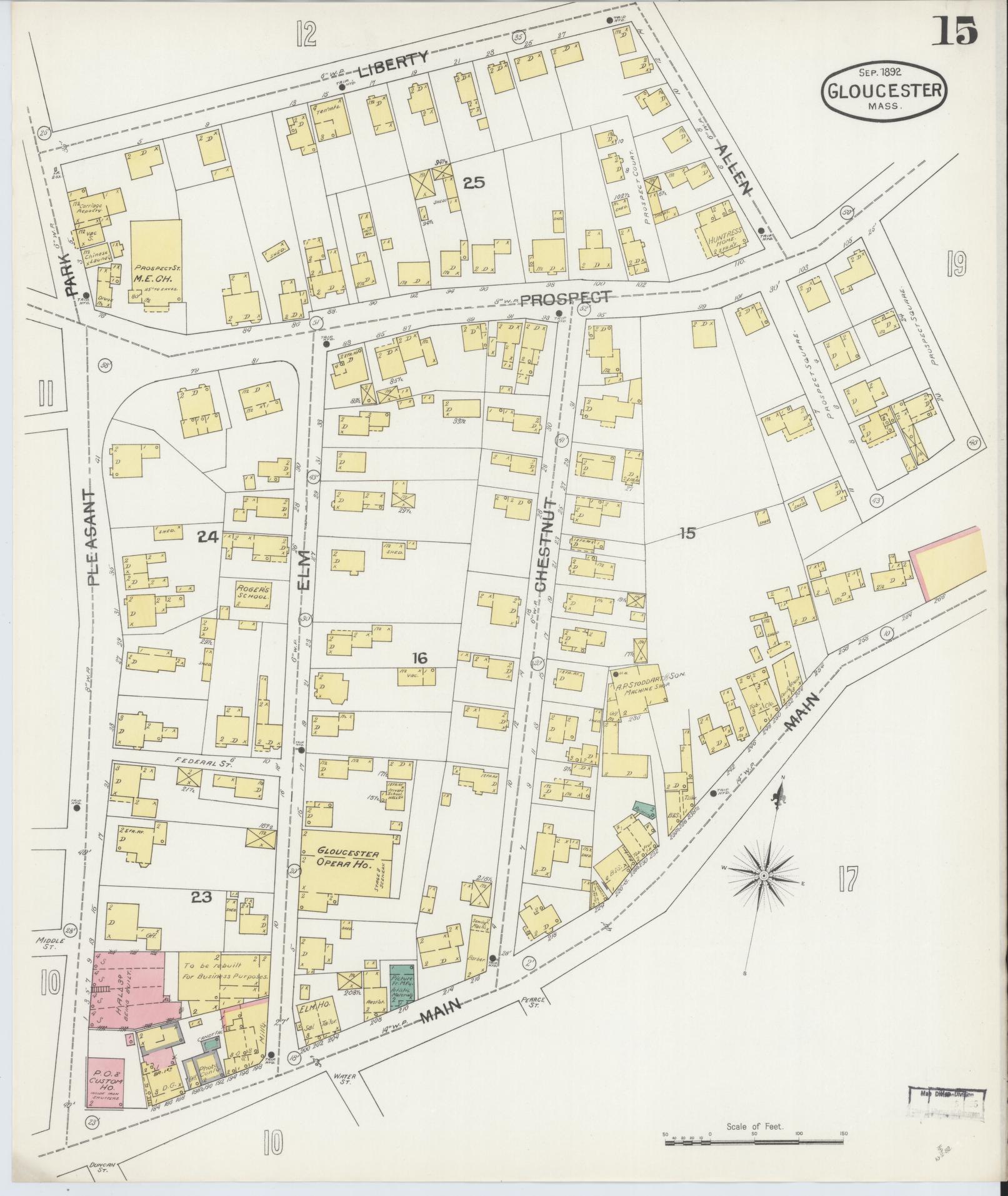 Sanborn Fire Insurance Map from Gloucester, Essex County, Massachusetts (1892), Sheet #0015 - Complete Map Set gallery image, historic Sanborn map, vintage wall art, Massachusetts Massachusetts