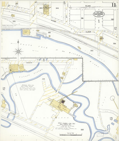 Sanborn Fire Insurance Map from Raymond, Pacific County, Washington (1909), Sheet #0011 - Complete Map Set gallery image, historic Sanborn map, vintage wall art, Washington Washington