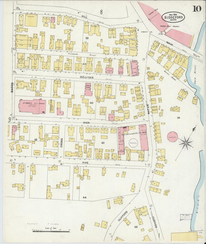 Sanborn Fire Insurance Map from Biddeford, York County, Maine (1906), Sheet #0010 - Complete Map Set gallery image, historic Sanborn map, vintage wall art, Maine Maine