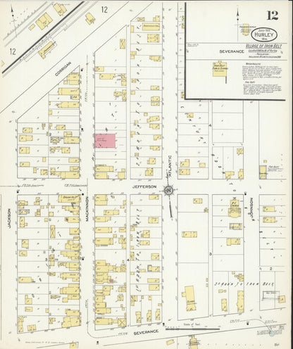 Sanborn Fire Insurance Map from Hurley, Iron County, Wisconsin (1913), Sheet #0012 - Historic Sanborn Fire Insurance Map Print, vintage old map wall art, antique decor, genealogy gift, Wisconsin Wisconsin map