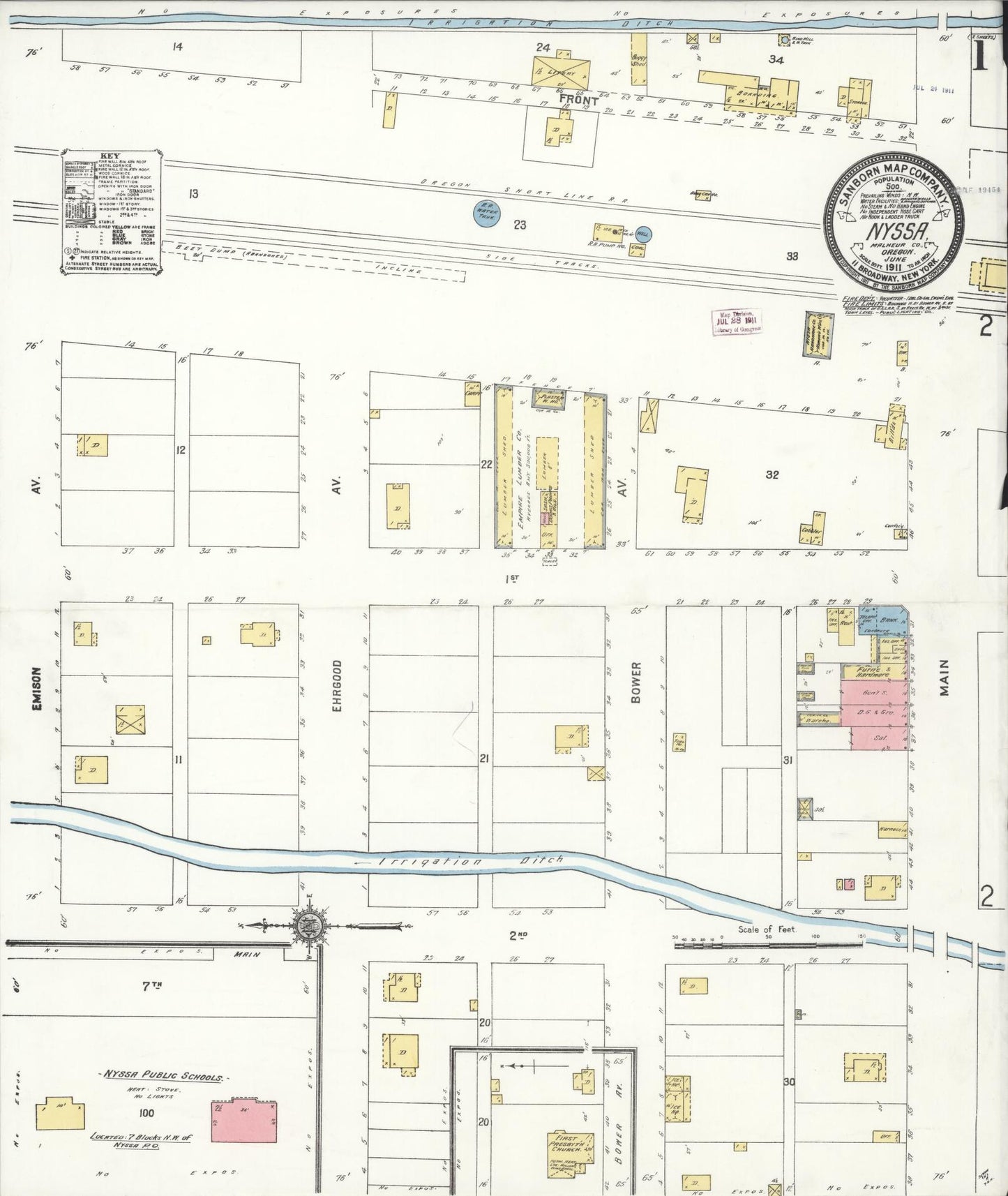 Sanborn Fire Insurance Map from Nyssa, Malheur County, Oregon. (1911) – Historic Sanborn Fire Insurance Map Print