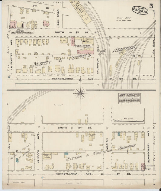 Sanborn Fire Insurance Map from Sedalia, Pettis County, Missouri (1883), Sheet #0005 - Historic Sanborn Fire Insurance Map Print, vintage old map wall art, antique decor, genealogy gift, Missouri Missouri map