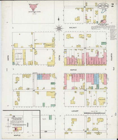 Sanborn Fire Insurance Map from Chetopa, Labette County, Kansas (1899), Sheet #0002 - Complete Map Set gallery image, historic Sanborn map, vintage wall art, Kansas Kansas