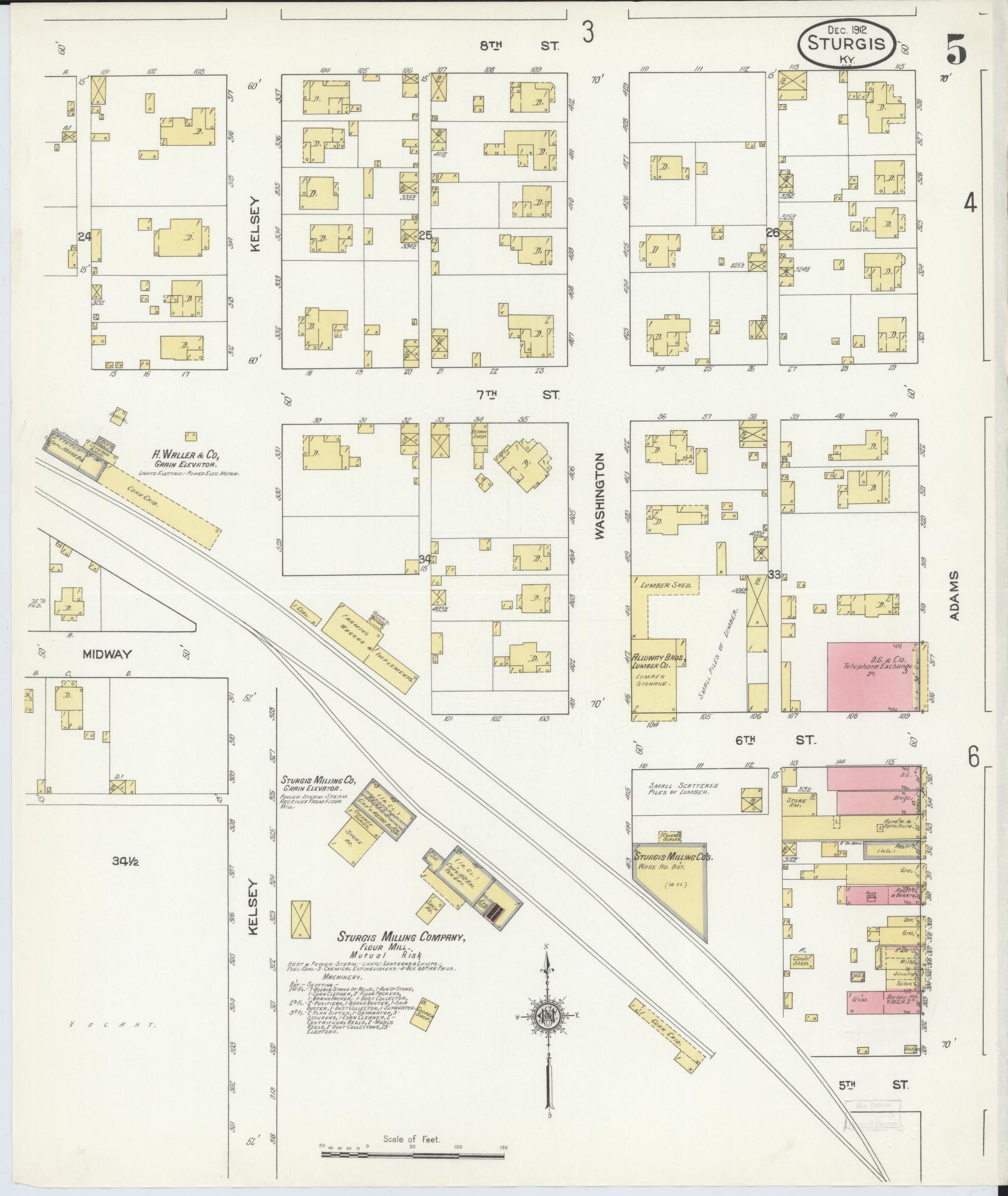 Sanborn Fire Insurance Map from Sturgis, Union County, Kentucky (1912), Sheet #0005 - Complete Map Set gallery image, historic Sanborn map, vintage wall art, Kentucky Kentucky