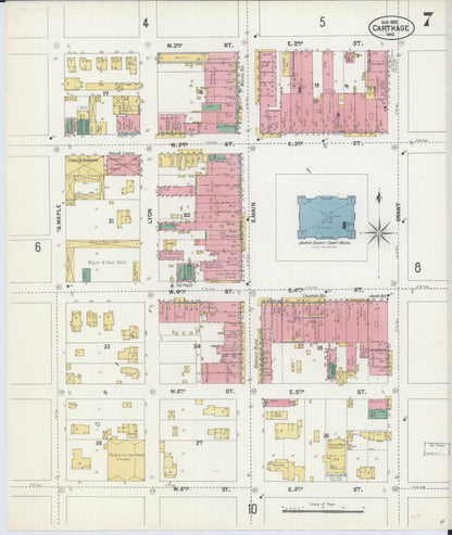 Sanborn Fire Insurance Map from Carthage, Jasper County, Missouri (1902), Sheet #0007 - Complete Map Set gallery image, historic Sanborn map, vintage wall art, Missouri Missouri