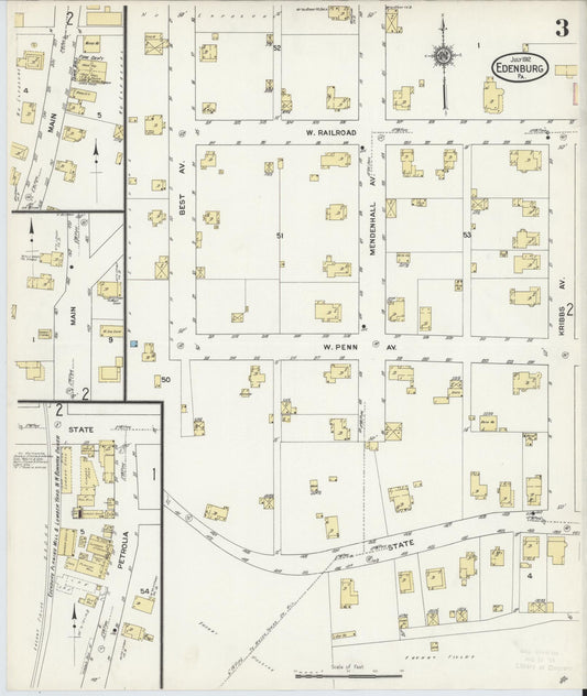 Sanborn Fire Insurance Map from Edenburg, Clarion County, Pennsylvania (1912), Sheet #0003 - Historic Sanborn Fire Insurance Map Print, vintage old map wall art, antique decor, genealogy gift, Pennsylvania Pennsylvania map