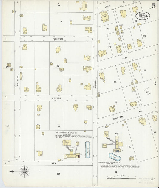 Sanborn Fire Insurance Map from Royse City, Rockwell County, Texas (1906), Sheet #0005 - Historic Sanborn Fire Insurance Map Print, vintage old map wall art, antique decor, genealogy gift, Texas Texas map