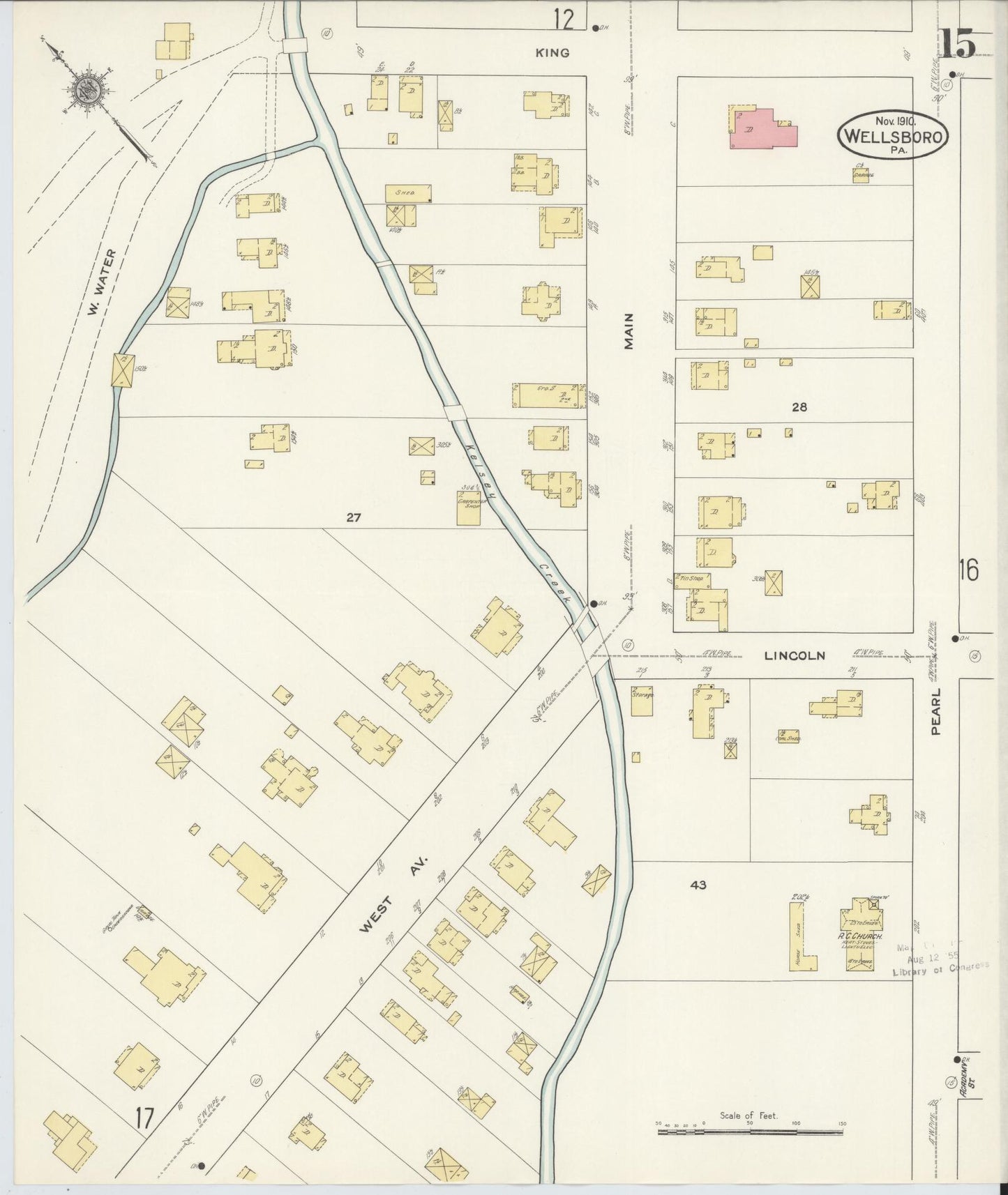 Sanborn Fire Insurance Map from Wellsboro, Tioga County, Pennsylvania (1910), Sheet #0015 - Complete Map Set gallery image, historic Sanborn map, vintage wall art, Pennsylvania Pennsylvania