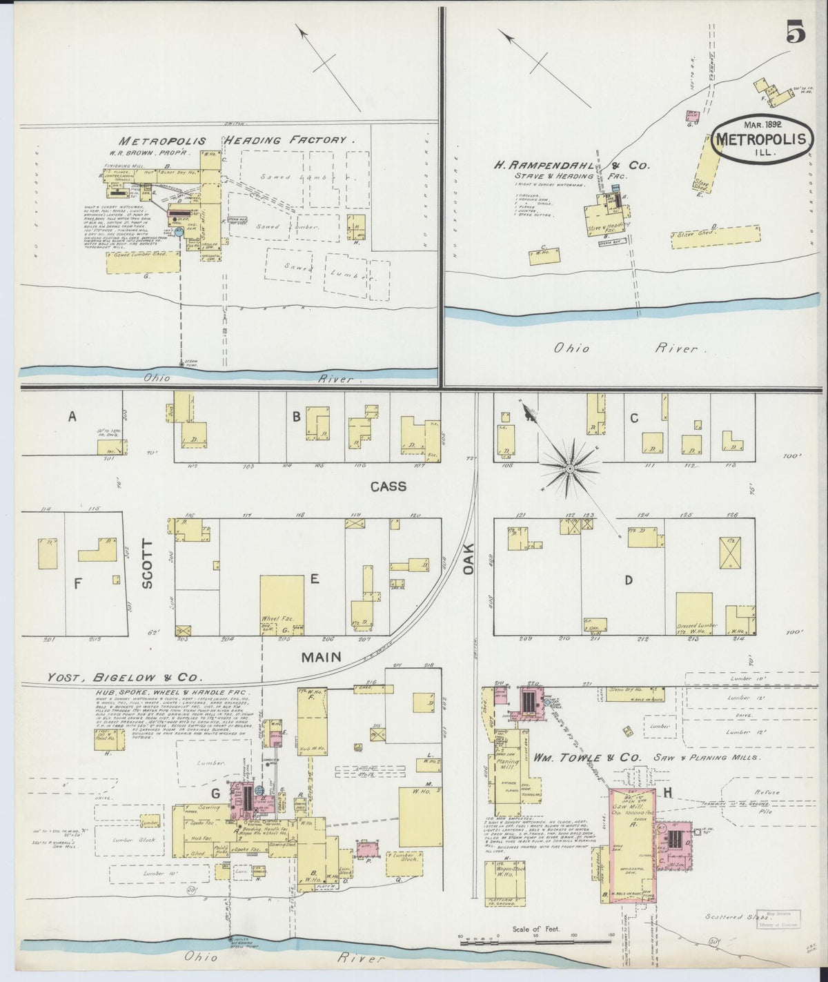 Sanborn Fire Insurance Map from Metropolis, Massac County, Illinois (1892), Sheet #0005 - Complete Map Set gallery image, historic Sanborn map, vintage wall art, Illinois Illinois