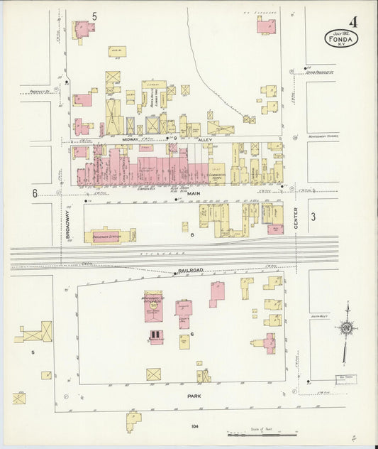 Sanborn Fire Insurance Map from Fonda, Montgomery County, New York (1912), Sheet #0004 - Historic Sanborn Fire Insurance Map Print, vintage old map wall art, antique decor, genealogy gift, New York New York map