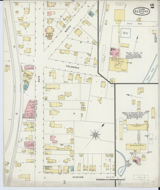 Sanborn Fire Insurance Map from Bedford, Cuyahoga County, Ohio (1896), Sheet #0002 - Historic Sanborn Fire Insurance Map Print, vintage old map wall art, antique decor, genealogy gift, Ohio Ohio map