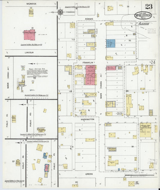Sanborn Fire Insurance Map from McAlester, Pittsburg County, Oklahoma (1918), Sheet #0023 - Historic Sanborn Fire Insurance Map Print, vintage old map wall art, antique decor, genealogy gift, Oklahoma Oklahoma map