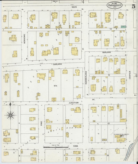 Sanborn Fire Insurance Map from Paragould, Greene County, Arkansas (1903), Sheet #0005 - Historic Sanborn Fire Insurance Map Print, vintage old map wall art, antique decor, genealogy gift, Arkansas Arkansas map