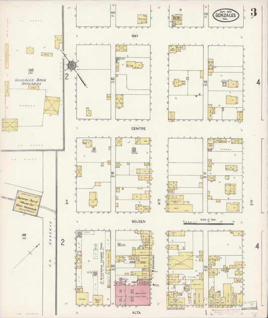 Sanborn Fire Insurance Map from Gonzales, Monterey County, California (1910), Sheet #0003 - Historic Sanborn Fire Insurance Map Print, vintage old map wall art, antique decor, genealogy gift, California California map