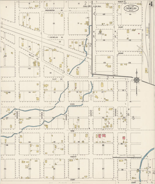 Sanborn Fire Insurance Map from Chewelah, Stevens County, Washington (1915), Sheet #0004 - Historic Sanborn Fire Insurance Map Print, vintage old map wall art, antique decor, genealogy gift, Washington Washington map