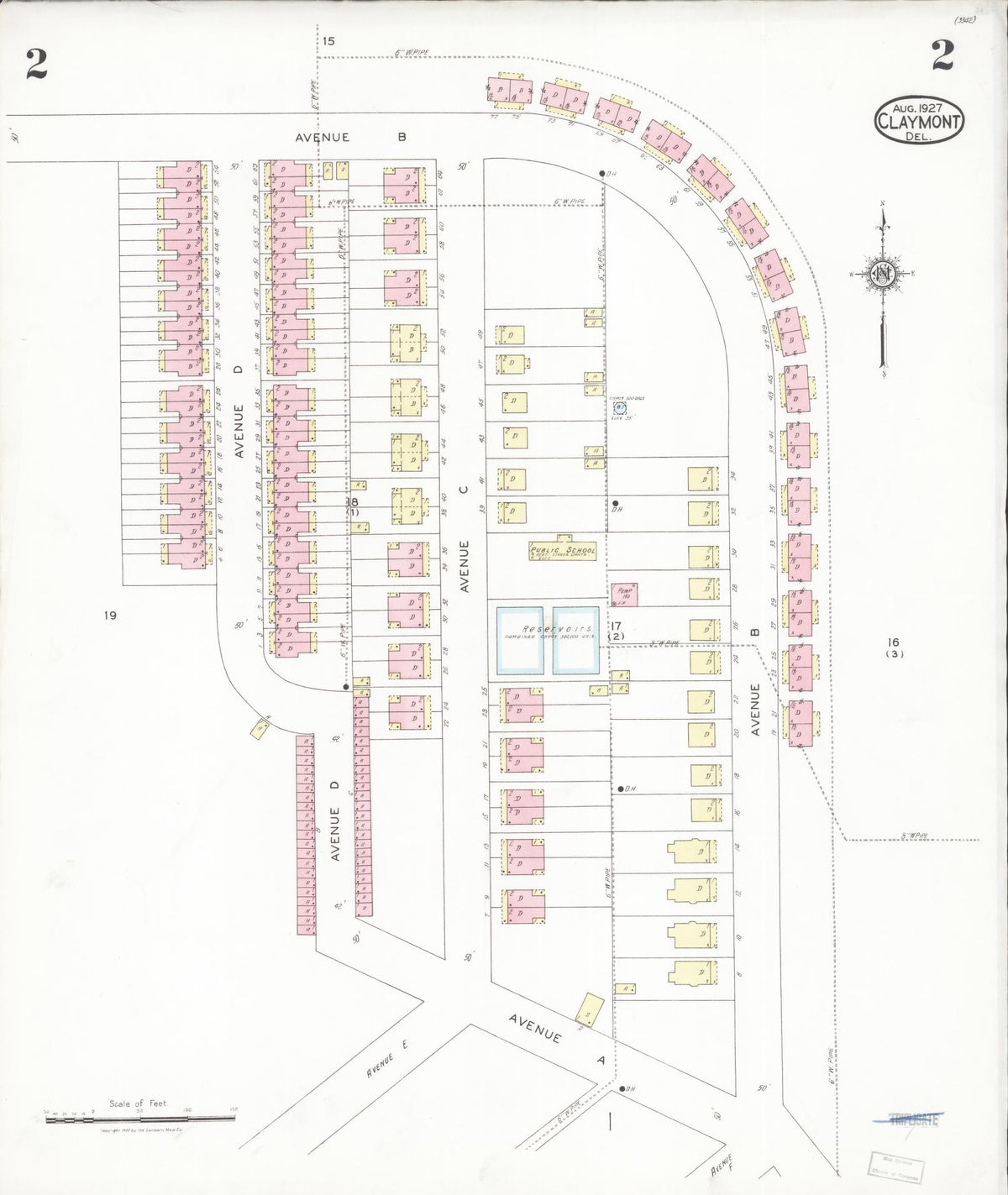 Sanborn Fire Insurance Map from Claymont, New Castle County, Delaware (1927), Sheet #0002 - Complete Map Set gallery image, historic Sanborn map, vintage wall art, Delaware Delaware