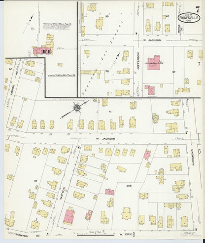 Sanborn Fire Insurance Map from Painesville, Lake County, Ohio (1911), Sheet #0007 - Historic Sanborn Fire Insurance Map Print, vintage old map wall art, antique decor, genealogy gift, Ohio Ohio map