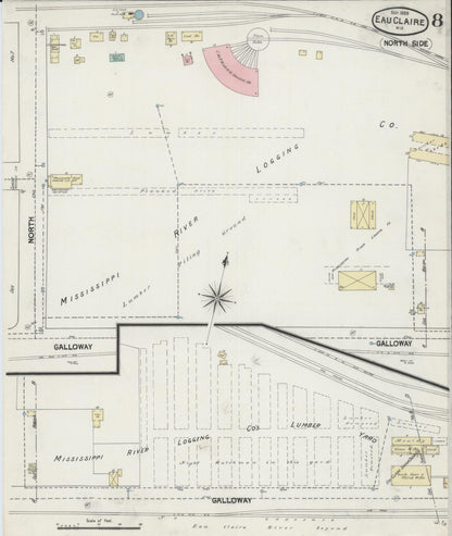 Sanborn Fire Insurance Map from Eau Claire, Eau Claire County, Wisconsin (1889), Sheet #0008 - Complete Map Set gallery image, historic Sanborn map, vintage wall art, Wisconsin Wisconsin