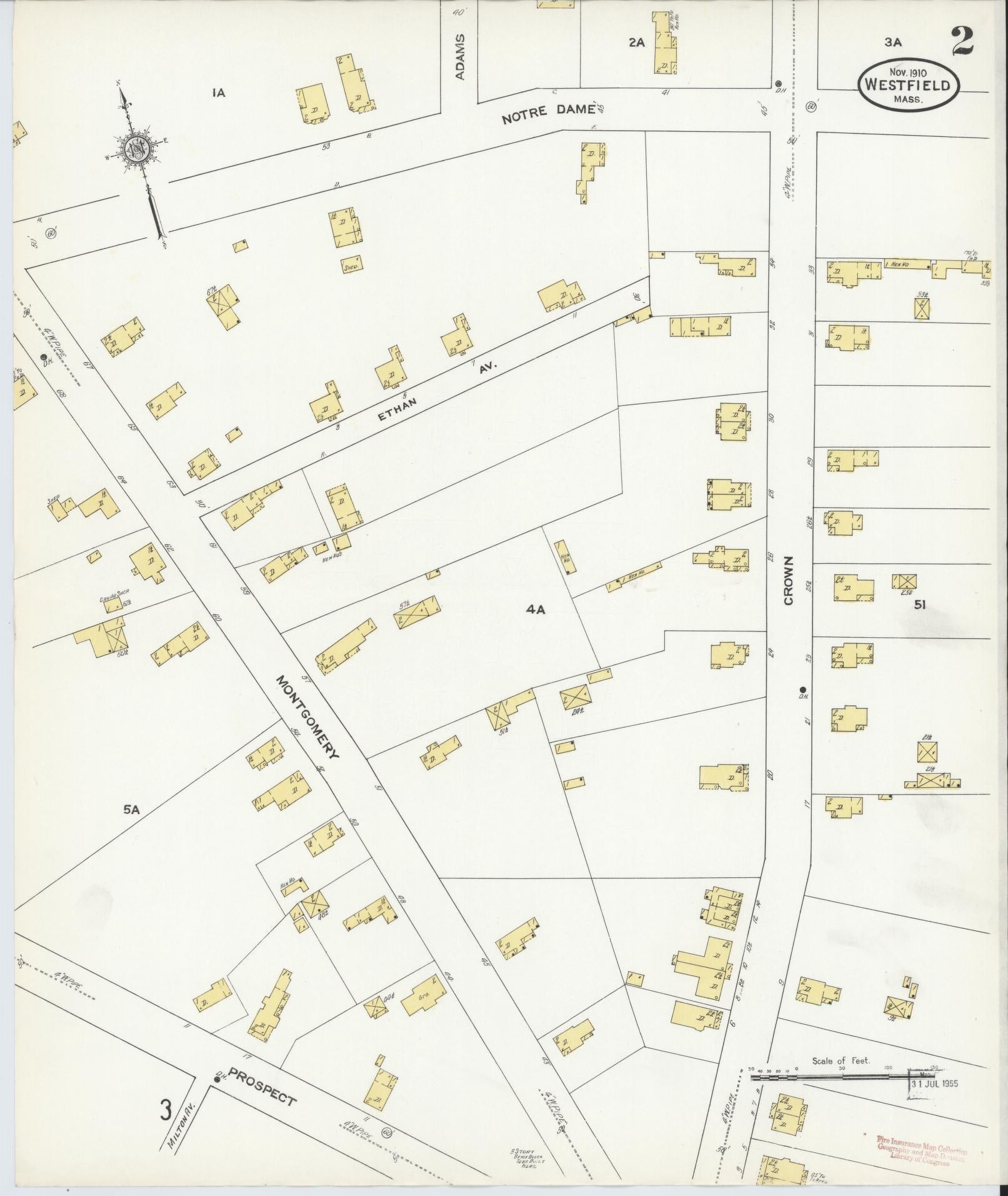 Sanborn Fire Insurance Map from Westfield, Hampden County, Massachusetts (1910), Sheet #0002 - Complete Map Set gallery image, historic Sanborn map, vintage wall art, Massachusetts Massachusetts
