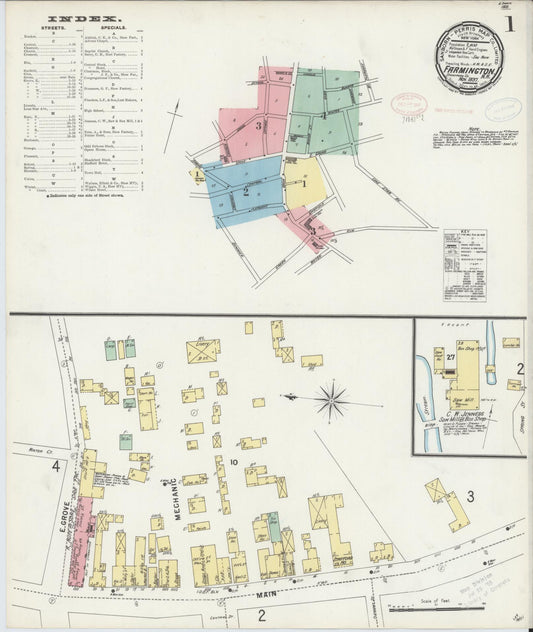 Sanborn Fire Insurance Map from Farmington, Strafford County, New Hampshire (1897), Sheet #0001 - Complete Map Set gallery image, historic Sanborn map, vintage wall art, New Hampshire New Hampshire