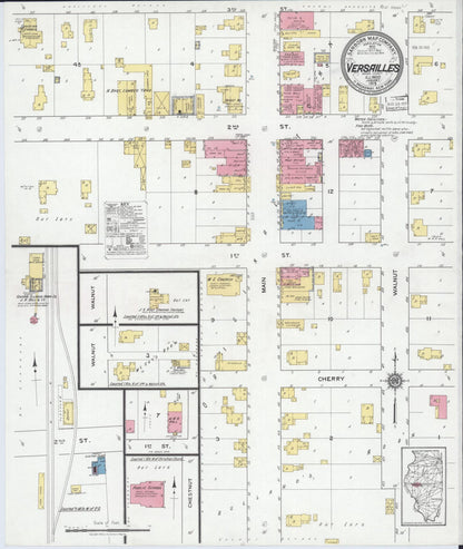 Sanborn Fire Insurance Map from Versailles, Brown County, Illinois (1919), Sheet #0001 - Historic Sanborn Fire Insurance Map Print, vintage old map wall art, antique decor, genealogy gift, Illinois Illinois map
