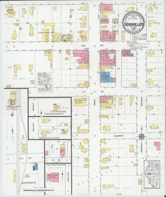 Sanborn Fire Insurance Map from Versailles, Brown County, Illinois (1919), Sheet #0001 - Historic Sanborn Fire Insurance Map Print, vintage old map wall art, antique decor, genealogy gift, Illinois Illinois map