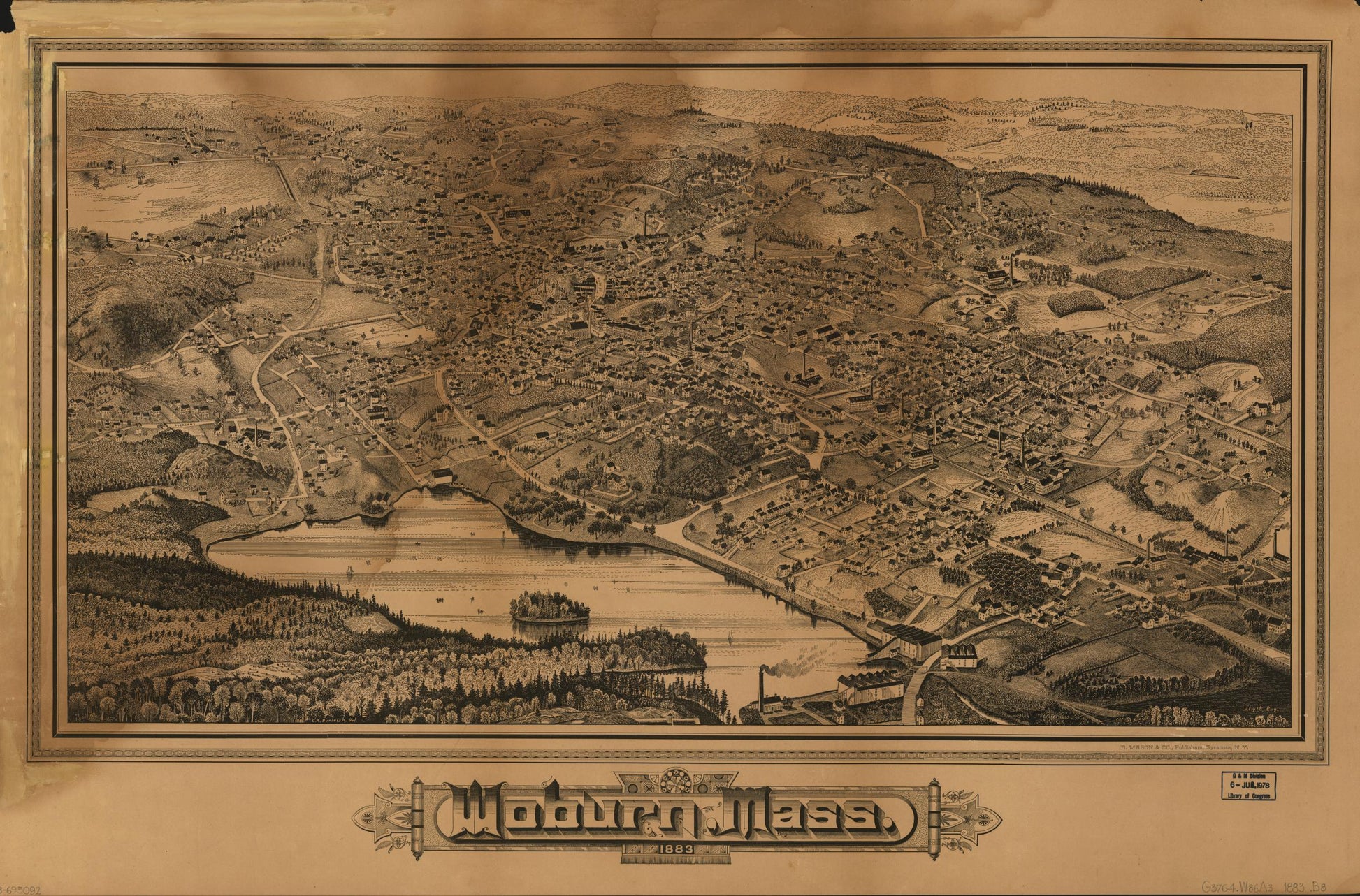 Woburn, Mass., 1883 (1883) – Historic Bird’s-Eye View Panorama Print