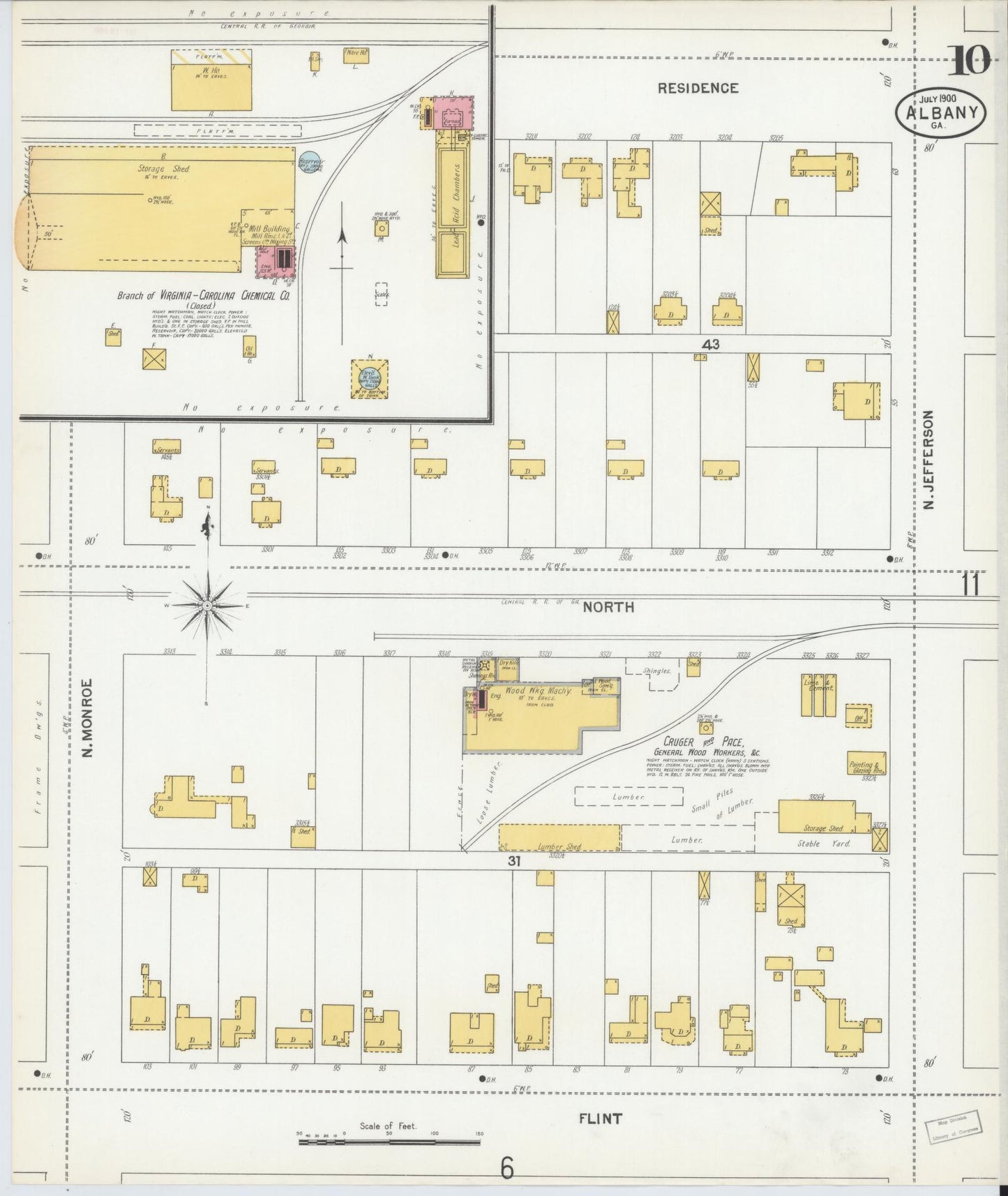 Sanborn Fire Insurance Map from Albany, Dougherty County, Georgia (1900), Sheet #0010 - Complete Map Set gallery image, historic Sanborn map, vintage wall art, Georgia Georgia