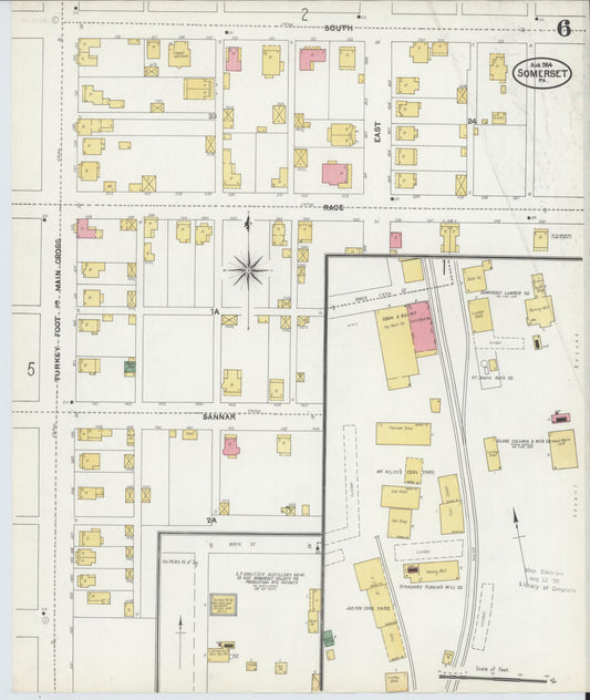 Sanborn Fire Insurance Map from Somerset, Somerset County, Pennsylvania (1904), Sheet #0006 - Historic Sanborn Fire Insurance Map Print, vintage old map wall art, antique decor, genealogy gift, Pennsylvania Pennsylvania map