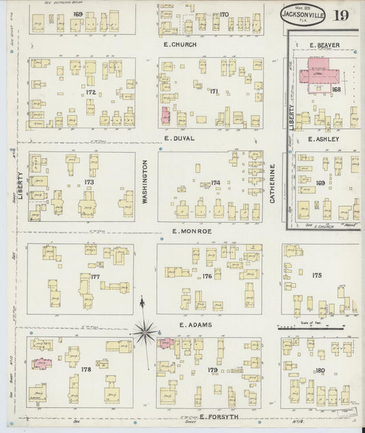 Sanborn Fire Insurance Map from Jacksonville, Duval County, Florida. (1891), Sheet 19 – Historic Sanborn Fire Insurance Map Print