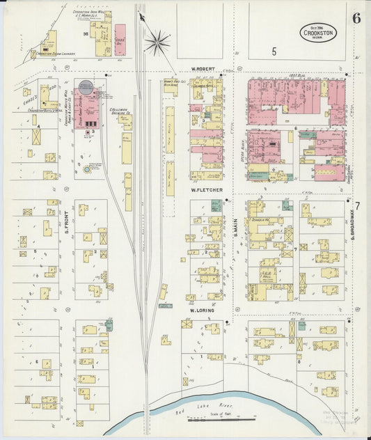 Sanborn Fire Insurance Map from Crookston, Polk County, Minnesota (1906), Sheet #0006 - Historic Sanborn Fire Insurance Map Print, vintage old map wall art, antique decor, genealogy gift, Minnesota Minnesota map