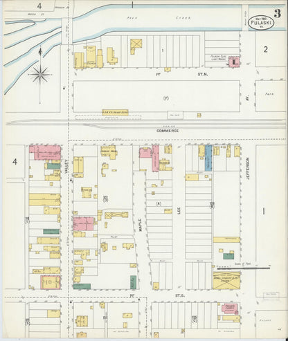 Sanborn Fire Insurance Map from Pulaski, Pulaski County, Virginia (1903), Sheet #0003 - Complete Map Set gallery image, historic Sanborn map, vintage wall art, Virginia Virginia