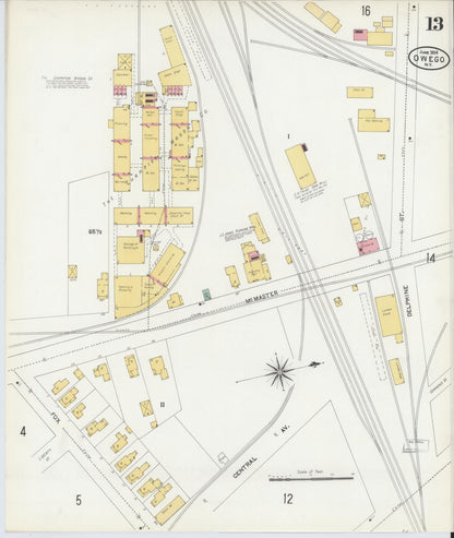 Sanborn Fire Insurance Map from Owego, Tioga County, New York (1904), Sheet #0013 - Historic Sanborn Fire Insurance Map Print, vintage old map wall art, antique decor, genealogy gift, New York New York map