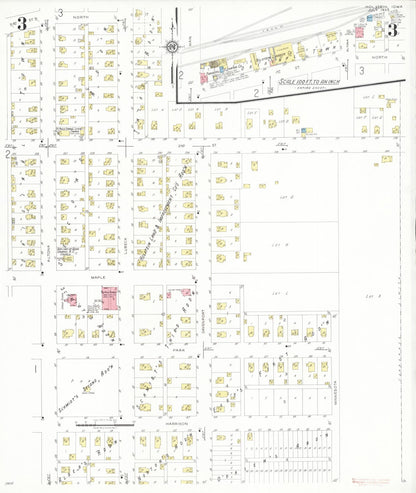 Sanborn Fire Insurance Map from Holstein, Ida County, Iowa (1933), Sheet #0003 - Historic Sanborn Fire Insurance Map Print, vintage old map wall art