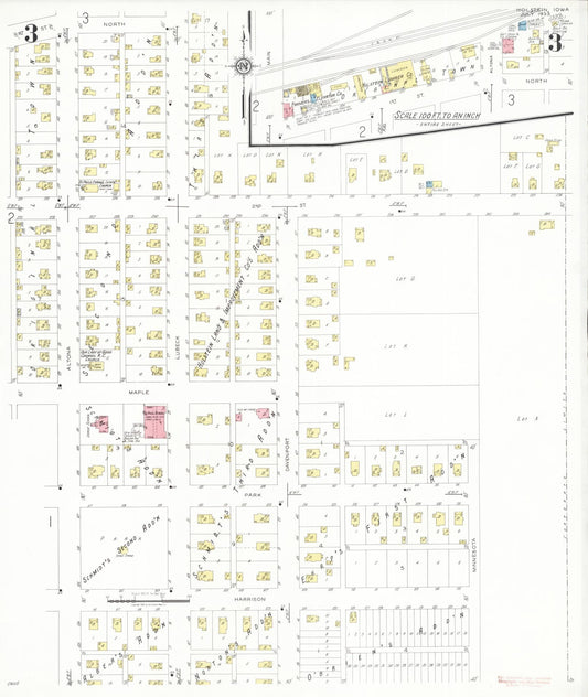 Sanborn Fire Insurance Map from Holstein, Ida County, Iowa (1933), Sheet #0003 - Historic Sanborn Fire Insurance Map Print, vintage old map wall art