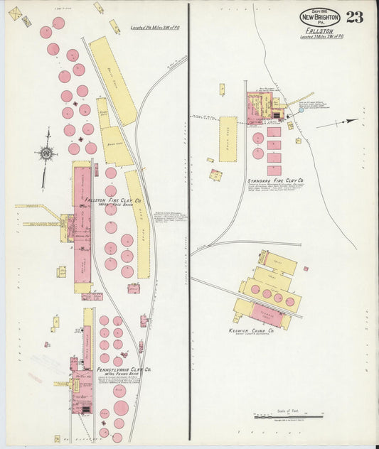 Sanborn Fire Insurance Map from New Brighton, Beaver County, Pennsylvania (1918), Sheet #0023 - Historic Sanborn Fire Insurance Map Print, vintage old map wall art, antique decor, genealogy gift, Pennsylvania Pennsylvania map