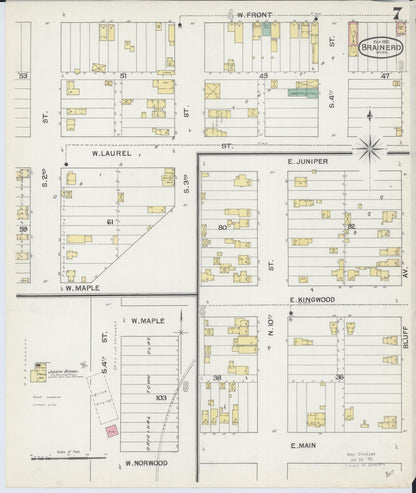 Sanborn Fire Insurance Map from Brainerd, Crow Wing County, Minnesota (1892), Sheet #0007 - Complete Map Set gallery image, historic Sanborn map, vintage wall art, Minnesota Minnesota