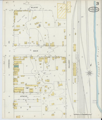Sanborn Fire Insurance Map from Purcell, McClain County, Oklahoma (1894), Sheet #0003 - Complete Map Set gallery image, historic Sanborn map, vintage wall art, Oklahoma Oklahoma