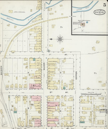Sanborn Fire Insurance Map from Hurley, Iron County, Wisconsin (1891), Sheet #0005 - Complete Map Set gallery image, historic Sanborn map, vintage wall art, Wisconsin Wisconsin