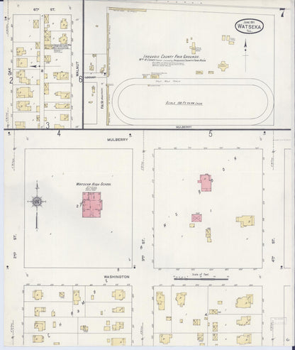 Sanborn Fire Insurance Map from Watseka, Iroquois County, Illinois (1911), Sheet #0007 - Historic Sanborn Fire Insurance Map Print, vintage old map wall art, antique decor, genealogy gift, Illinois Illinois map